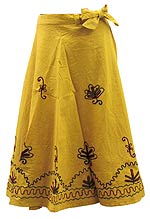 Cotton Wrap Skirt with Woolen Enbroidery